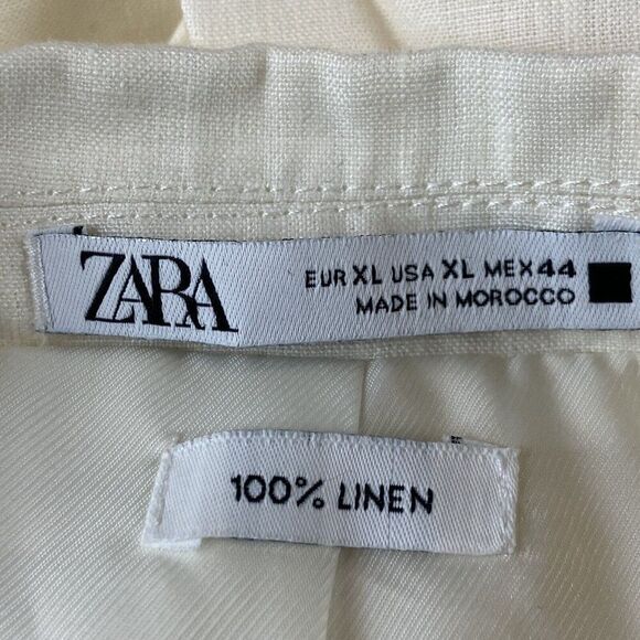 Zara Womens Linen Suit Jacket XL Oyster White Single Breasted 4470/408 NWT - Picture 6 of 7